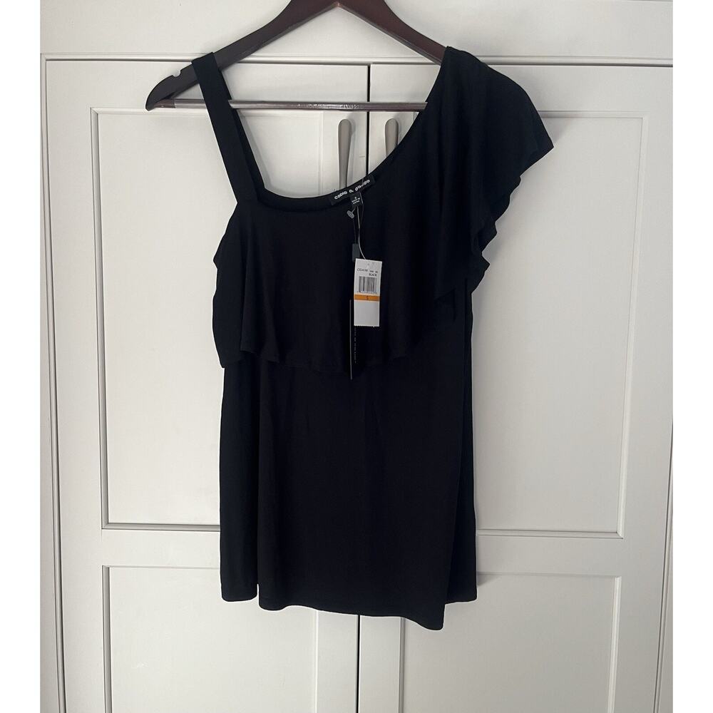 Cable & Gauge Women’s Ruffled Top Black size S NWT